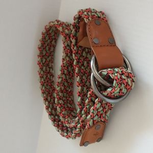 Cole Haan Braided Belt Ring Buckle sz 34W Colorful Canvas Belt